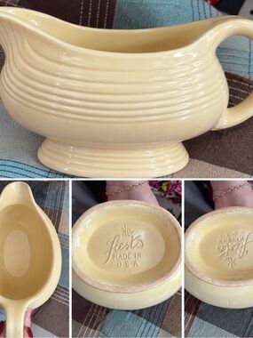 Fiesta Pale Yellow/Cream Ceramic Gravy Boat Vintage